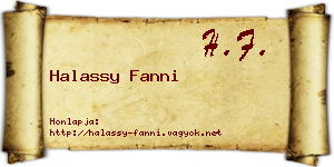 Halassy Fanni névjegykártya
